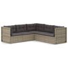 vidaXL Set Divani da Giardino 5 pz con Cuscini in Polyrattan Grigio