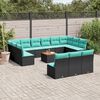 vidaXL Set Divani da Giardino 14pz con Cuscini in Polyrattan Nero