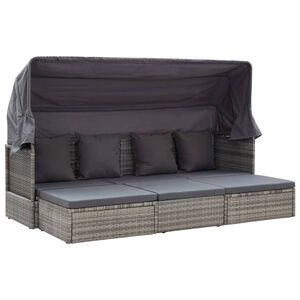 vidaXL Lettino da Giardino con Tettuccio in Polyrattan Grigio M&eacute;lange