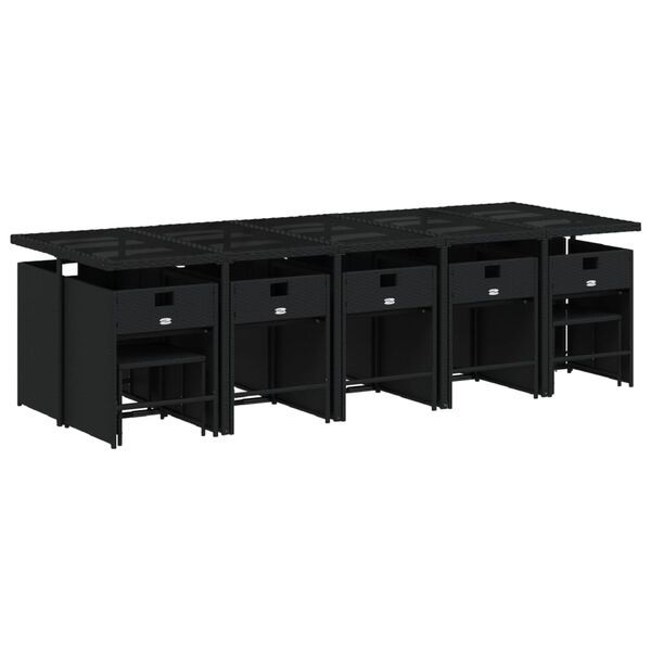 vidaXL Set da Pranzo da Giardino 15 pz con Cuscini Nero in Polyrattan