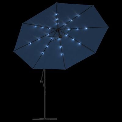 vidaXL Ombrellone a Sbalzo con Luci LED Azzurro 350 cm