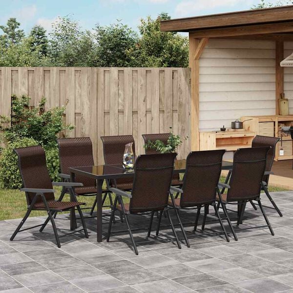 vidaXL Set da Pranzo per Giardino 9 pcs Marrone Poly Rattan