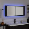 vidaXL Armadio Specchio LED con porta Rovere Nero 100 x 12 x 45 cm