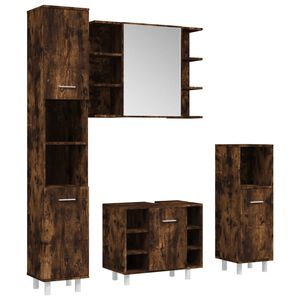 vidaXL Set Mobili da Bagno 4 pz Rovere Fumo in Legno Multistrato