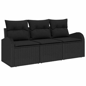 vidaXL Set Divano da Giardino 3 pz Nero Poly Rattan