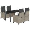 vidaXL Set Pranzo da Giardino 5pz con Cuscini Grigio Chiaro Polyrattan