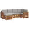 vidaXL Set di divani da esterno 6 pz Grigio Naturale e Chiaro