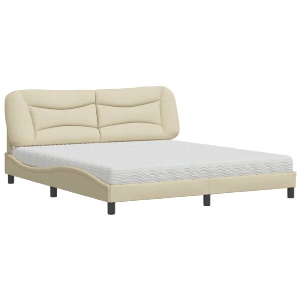 vidaXL Letto con Materasso Hvar Crema 180x200 cm in Tessuto