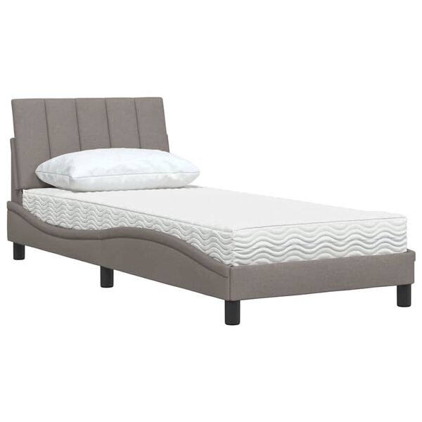 vidaXL Letto con Materasso Hanko Tortora 80x200 cm in Tessuto