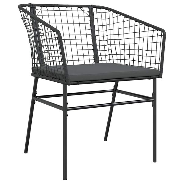 vidaXL Set Pranzo da Giardino 7 pz Nero con Cuscini Polyrattan Vetro