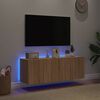 vidaXL Mobili TV a Parete con Luci LED 2pz Rovere Sonoma 60x35x41 cm
