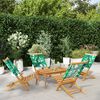 vidaXL Sedie da Giardino Pieghevoli 4pz Verde Tessuto e Legno Massello