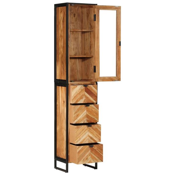 vidaXL Mobile da Bagno 40x27x190 cm in Ferro e Legno Massello Acacia
