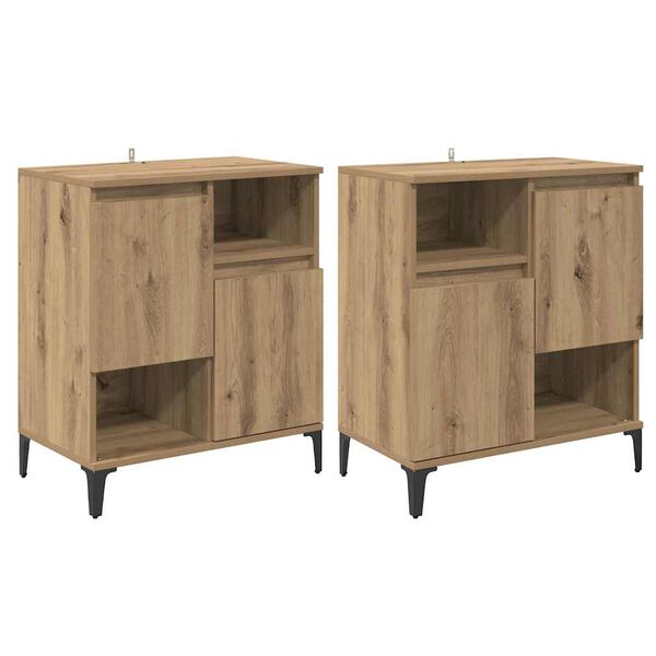 vidaXL Sideboards 2 pcs Rovere artigianale 60 x 35 x 70 cm