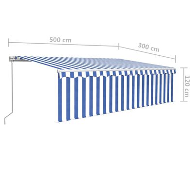vidaXL Tenda da Sole Retrattile Manuale con Parasole 5x3m Blu e Bianco