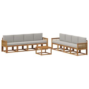 vidaXL Set di divani da esterno 9 pcs Naturale e Grigio Chiaro