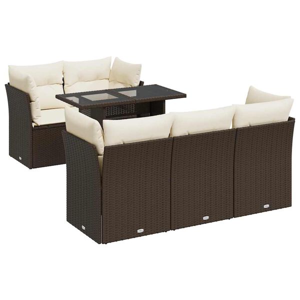 vidaXL Set Divano da Giardino 6 pz con Cuscini Marrone in Polyrattan
