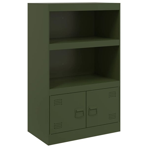 vidaXL Credenza Verde Oliva 67x39x107 cm in Acciaio