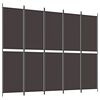 vidaXL Divisorio a 5 Pannelli Marrone 250x200 cm in Tessuto