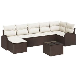 vidaXL Set di divani con cuscino 8 pcs Marrone polyrattan