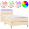 vidaXL Letto a Molle con Materasso e LED Crema 90x190 cm in Tessuto