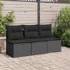 vidaXL Divano da giardino con cuscini 3 posti nero in polyrattan
