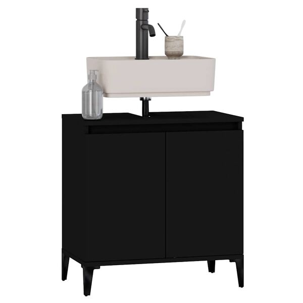 vidaXL Mobile Lavabo Nero 58x33x60 cm in Legno Multistrato