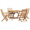 vidaXL Set Pranzo da Giardino 5 pz Beige in Tessuto e Legno Massello
