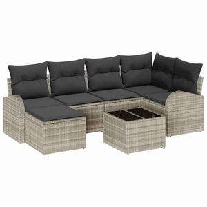 vidaXL Set Divano da Giardino 7 pcs Grigio chiaro polyrattan
