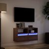 vidaXL Mobili TV a Parete con Luci LED 2pz Rovere Marrone 41x31x45 cm