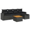 vidaXL Set Divano da Giardino 6 pz con Cuscini Nero in Polyrattan