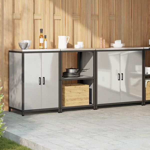 vidaXL Set di Stoccaggio per Cucina Altro 3 pcs Argento Acciaio