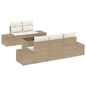 vidaXL Set Divano da Giardino con cuscino 6 pcs Beige polyrattan