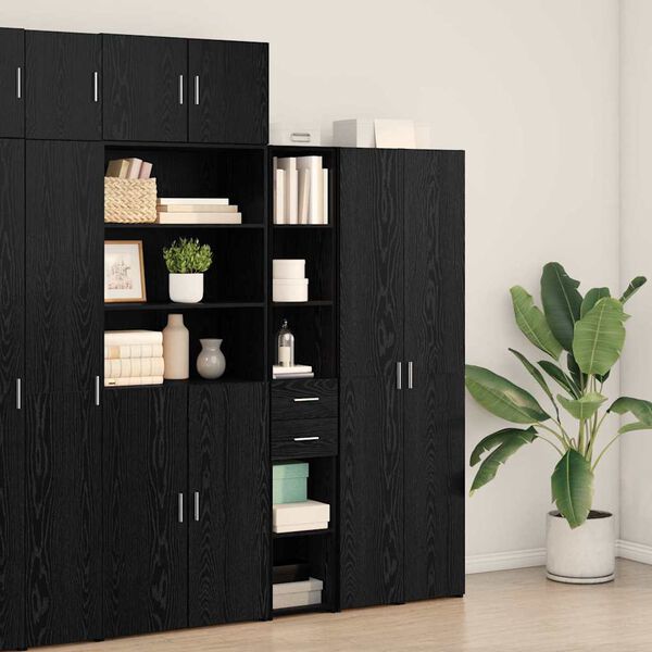 vidaXL Libreria con cassetto Rovere Nero 30 x 42.4 x 185.2 cm
