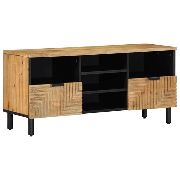 vidaXL Mobile Porta TV Marrone 100x33x46 cm in Legno Massello di Mango