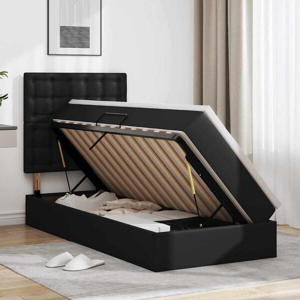 vidaXL Letto con Contenitore Nero 90 x 190 cm Pelle Sintetica