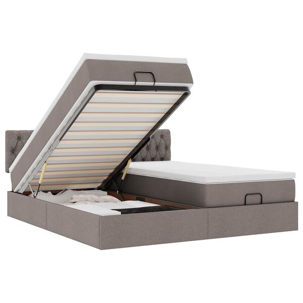 vidaXL Struttura Letto Pouf con Materassi Tortora 180x200cm in Tessuto