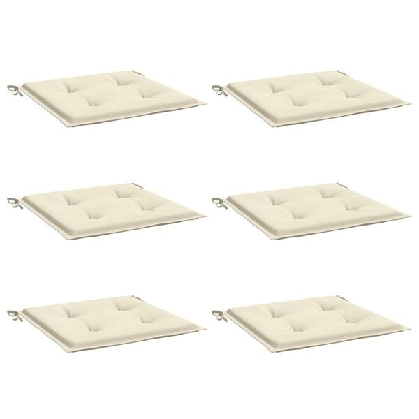 vidaXL Cuscini per Sedia 6 pz Crema 50x50x2 cm in Tessuto Oxford
