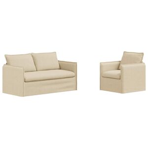 vidaXL Set di divani 2 pz Crema Tessuto