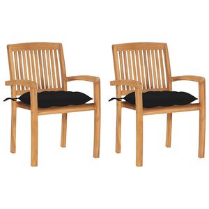 vidaXL Sedie da Giardino 2 pz con Cuscini Neri in Teak Massello