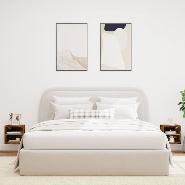 vidaXL Mobili TV a Parete con Luci LED 2pz Rovere Fumo 30x28,5x30 cm