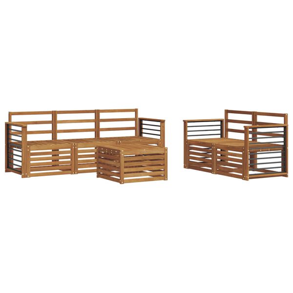 vidaXL Set divani 6 pcs Naturale Legno di Acacia Massello