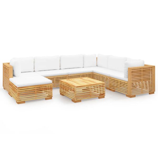 vidaXL Set Divani da Giardino 8 pz con Cuscini Legno Massello di Teak