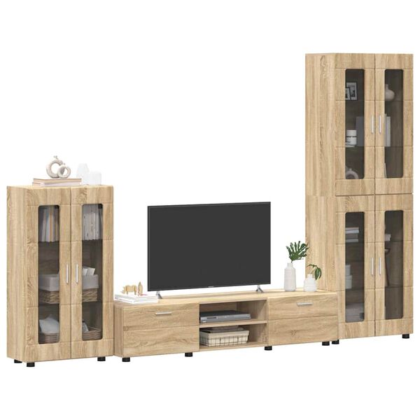 vidaXL Set mobile TV con porta FLORIN Rovere Sonoma Legno multistrato