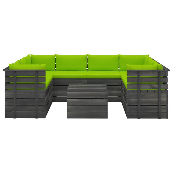 vidaXL Set Divani da Giardino su Pallet 9 pz con Cuscini Massello Pino