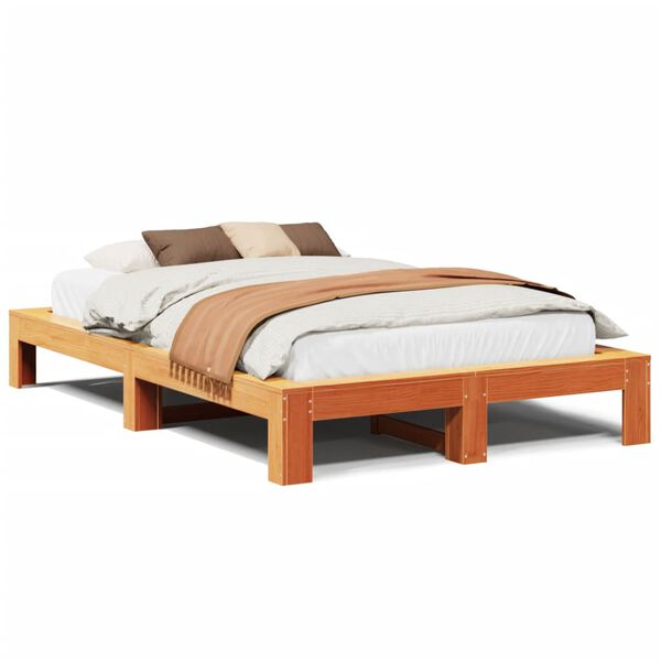 vidaXL Letto senza Materasso Marrone Cera 135x190 cm in Legno di Pino