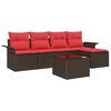 vidaXL Set Divano da Giardino con cuscino 6 pcs Marrone polyrattan