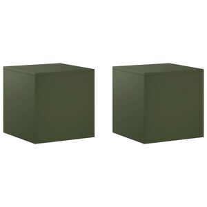 vidaXL Supporto per piante 2 pcs Verde Oliva 40 x 40 x 40 cm Acciaio