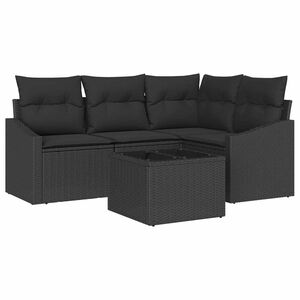 vidaXL Set di divani con cuscino 5 pcs Nero polyrattan