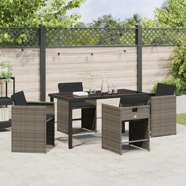 vidaXL Set da Pranzo per Giardino 5 pcs Grigio polyrattan
